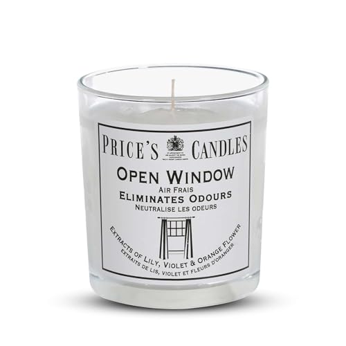 Price's - Open Window Jar Candle - Odour Eliminating Candle - Made with Lily, Violet and Orange Flower Extracts - Clean, Fresh, Quality Fragrance - Long Lasting Scent