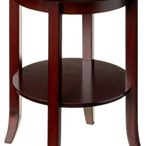 Frenchi Furniture-Wood Genoa End Table, Round Side /Accent Table , Inset Glass Espresso