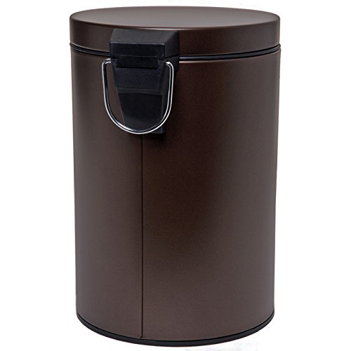 HOMEBASIX LYP0701 Small Step Round Trash Can, 7-Liter, 1.8 Gallon Venetian Bronze