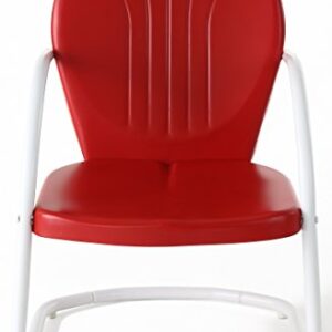 Crosley Furniture Griffith Outdoor Chair, Retro Metal Patio Chairs for Dining, Porch, Deck, Balcony, Red