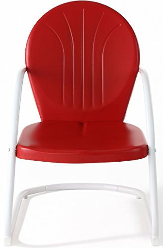 Crosley Furniture Griffith Outdoor Chair, Retro Metal Patio Chairs for Dining, Porch, Deck, Balcony, Red