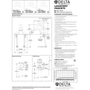 DELTA FAUCET 520LF-TGMHDF Bathroom Faucet, Chrome