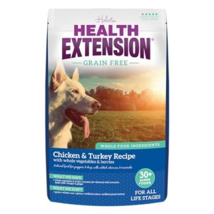 health extension grain free chicken & turkey dry dog food (23.5 lb / 10.66 kg) - whole foods ingredients formula with a blend of turmeric & antioxidants for all life stages dogs