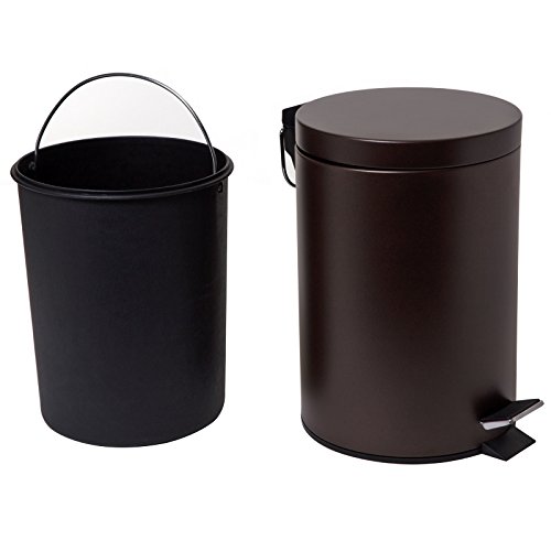 HOMEBASIX LYP0701 Small Step Round Trash Can, 7-Liter, 1.8 Gallon Venetian Bronze