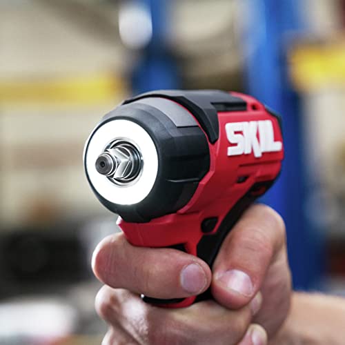 SKIL PWR CORE 12 Brushless 12V 3/8 In. Compact Impact Wrench Kit with 3-Speed & Halo Light Includes 2.0Ah Lithium Battery and PWR JUMP Charger - IW6744A-10