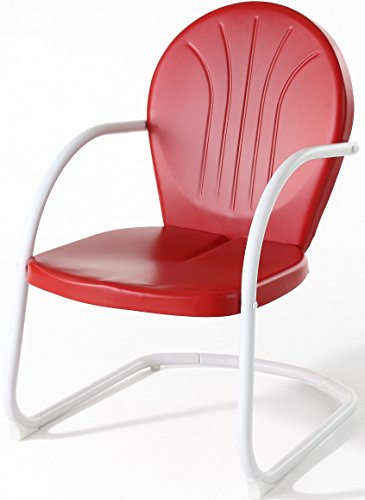 Crosley Furniture Griffith Outdoor Chair, Retro Metal Patio Chairs for Dining, Porch, Deck, Balcony, Red