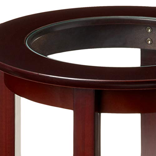 Frenchi Furniture-Wood Genoa End Table, Round Side /Accent Table , Inset Glass Espresso