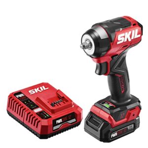 skil pwr core 12 brushless 12v 3/8 in. compact impact wrench kit with 3-speed & halo light includes 2.0ah lithium battery and pwr jump charger - iw6744a-10