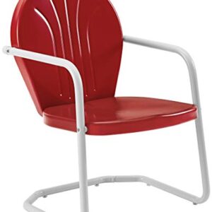 Crosley Furniture Griffith Outdoor Chair, Retro Metal Patio Chairs for Dining, Porch, Deck, Balcony, Red