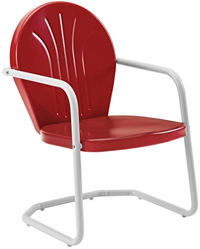 Crosley Furniture Griffith Outdoor Chair, Retro Metal Patio Chairs for Dining, Porch, Deck, Balcony, Red