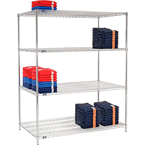 Nexel Adjustable Wire Shelving Unit, 4 Tier, Commercial Dry Storage Rack, 36"x 60" x 74", Chrome