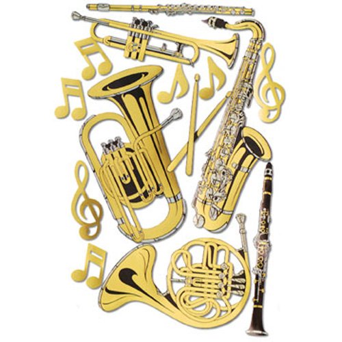 Beistle Gold Foil Musical Instruments Cutouts