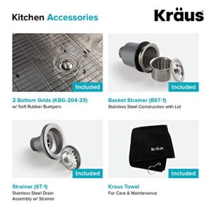 Kraus KHF204-33 Standart PRO Kitchen Stainless Steel Sink 16 Guage, 32.88", 33 Inch Round Apron 40/60 Double Bowl