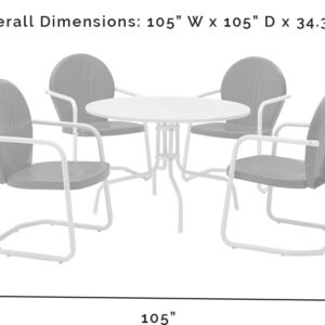 Crosley Furniture Griffith 5-Piece Outdoor Dining Set for 4, Retro Metal Round Patio Table and Chairs, Coral Red