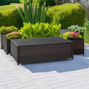 Crosley Furniture Palm Harbor All Weather Rattan Wicker Outdoor Coffee Table for Patio, Deck, Porch, Brown