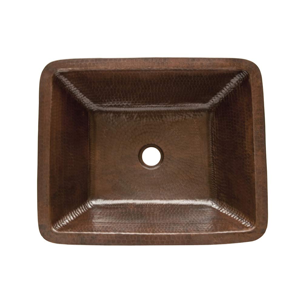 Premier Copper Products LREC19DB 19-Inch Hammered Copper Bathroom Sink, Oil Rubbed Bronze