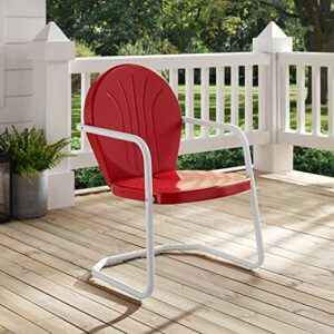 Crosley Furniture Griffith Outdoor Chair, Retro Metal Patio Chairs for Dining, Porch, Deck, Balcony, Red