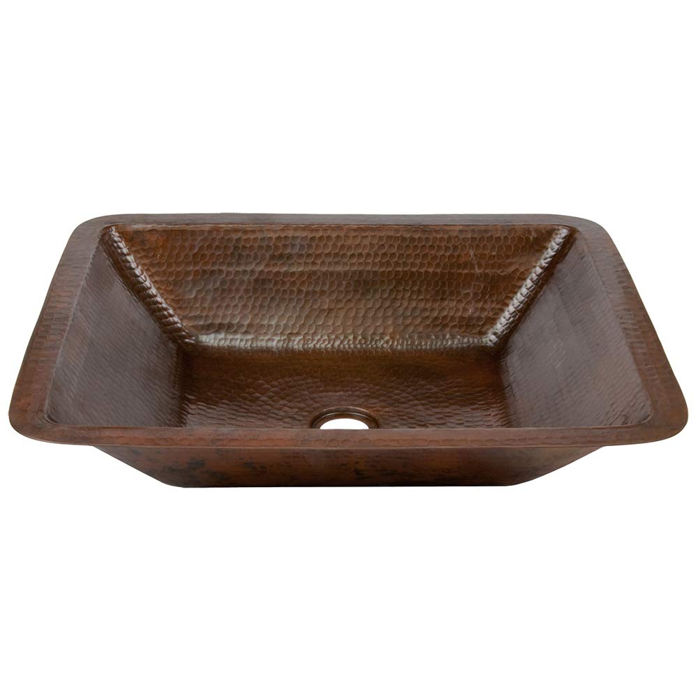 Premier Copper Products LREC19DB 19-Inch Hammered Copper Bathroom Sink, Oil Rubbed Bronze