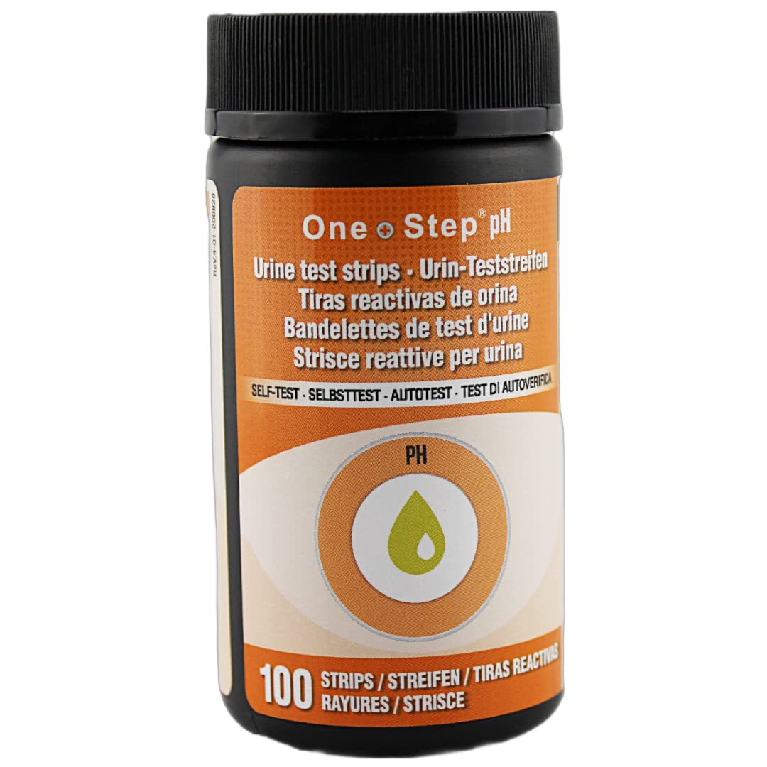 One Step pH Urine Test Strips, 100 Strips, Testing Alkaline & Acidity Levels in The Body, Track & Monitor Your pH Level Using Urine, Highly Accurate Results in 60 Seconds