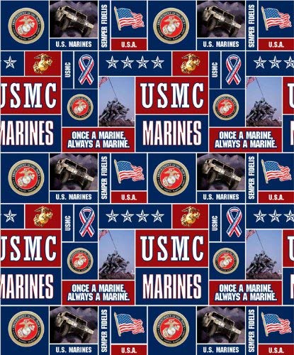 US Marines Fleece Fabric Sold by The Yard-Marine Corps Fleece Fabric