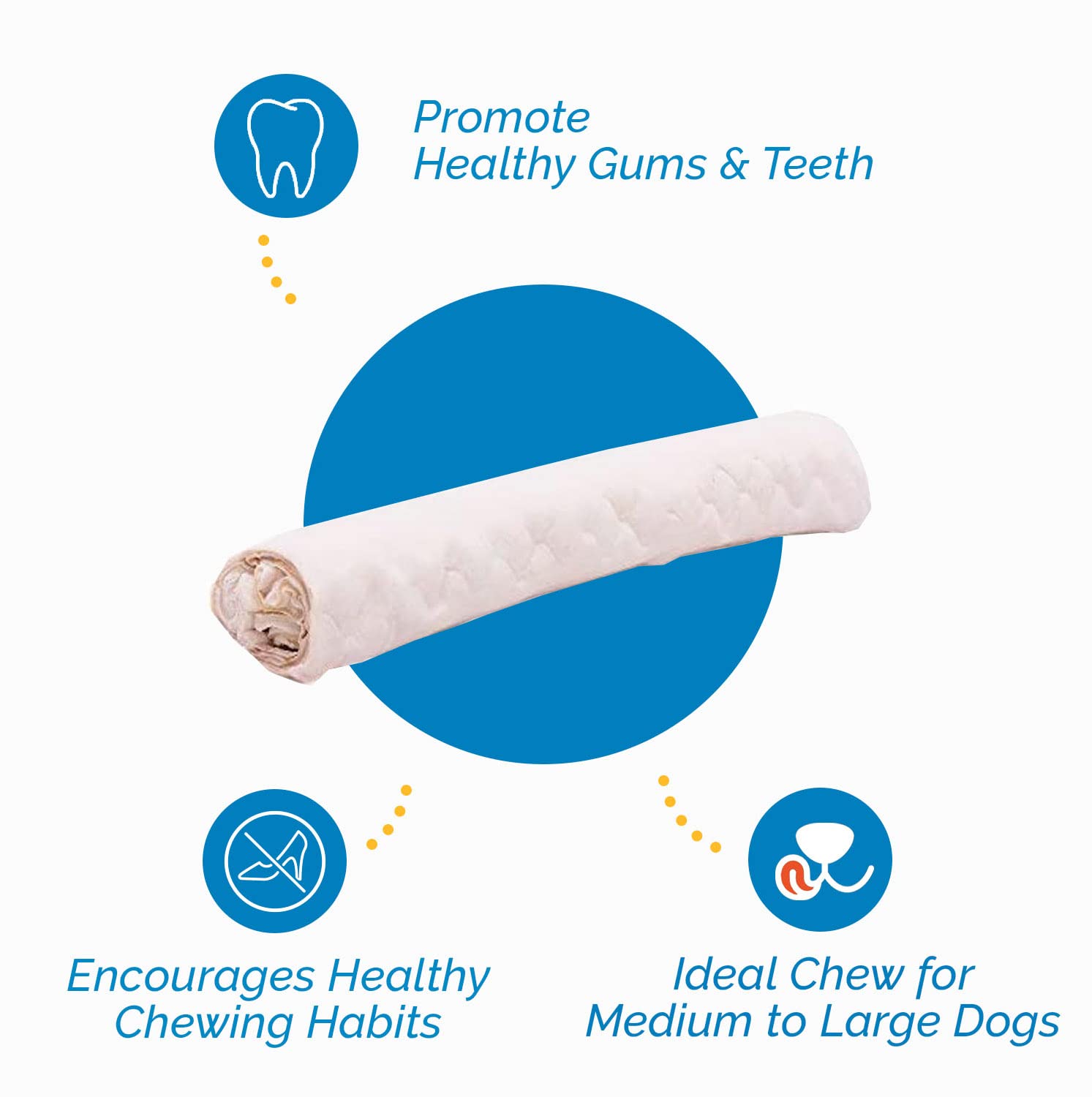 123 Treats - Premium Rawhide Retriever Rolls Dog Rawhides for Dogs 9-10” (36 Count) All-Natural Grass-Fed Free-Range Hand Rolled Beef Dog Bones High-Protein Healthy Chew Treats.