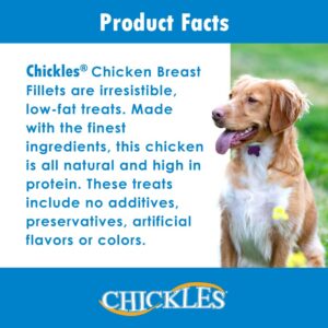 Pet Health Solutions Chickles Chicken Breast Fillets for Dogs - Tested Safe, Low Fat Chicken Dog Treats Natural - 100% Natural Chicken High Protein No Preservatives Propylene Glycol Free (1 LB)