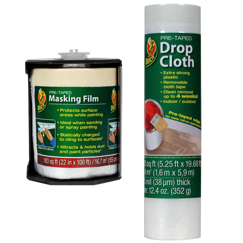 Duck Brand Pre-Taped Painter's Drop Cloth, 22-Inch by 100 Feet, Single-Pack (281156)