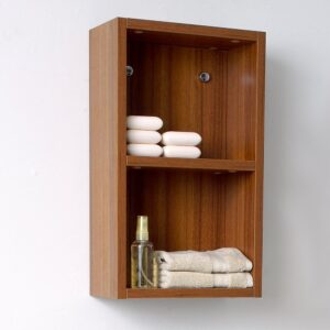 Fresca Bath Bathroom Linen Side Cabinet with 2 Open Storage Area, Teak