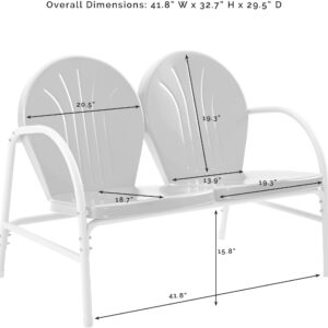 Crosley Furniture Griffith Retro Metal Outdoor Loveseat, 2-Person Patio Bench for Porch, Deck, Balcony, Grasshopper Green