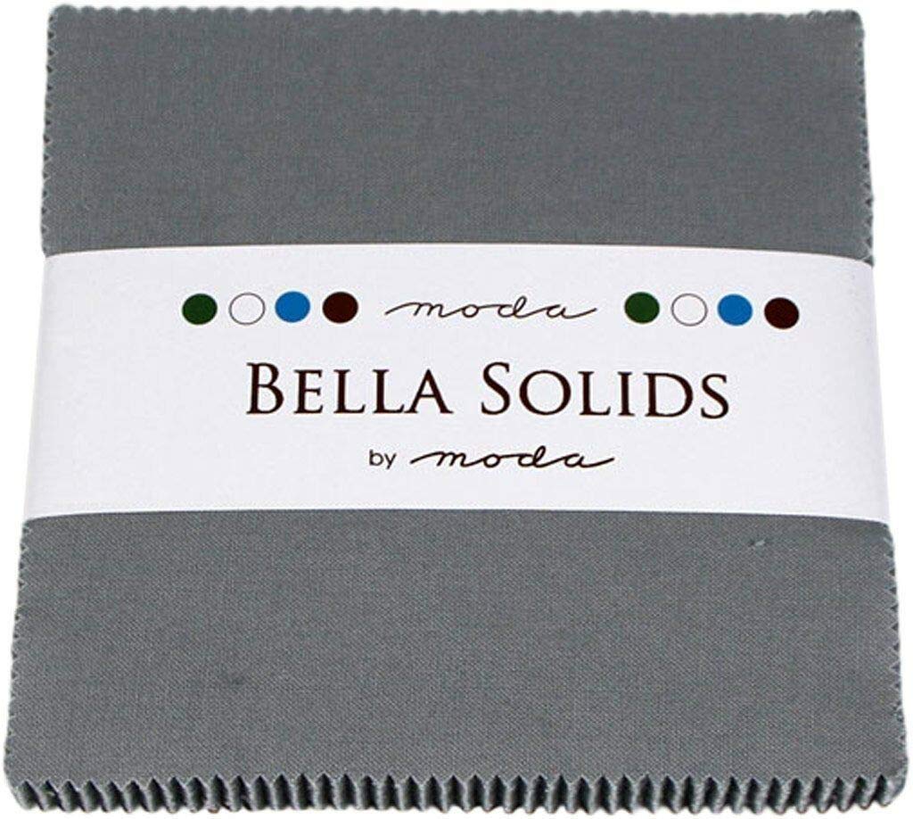 Moda Bella Solids Silver 9900-183 Charm Pack, 42 5-inch Cotton Fabric Squares