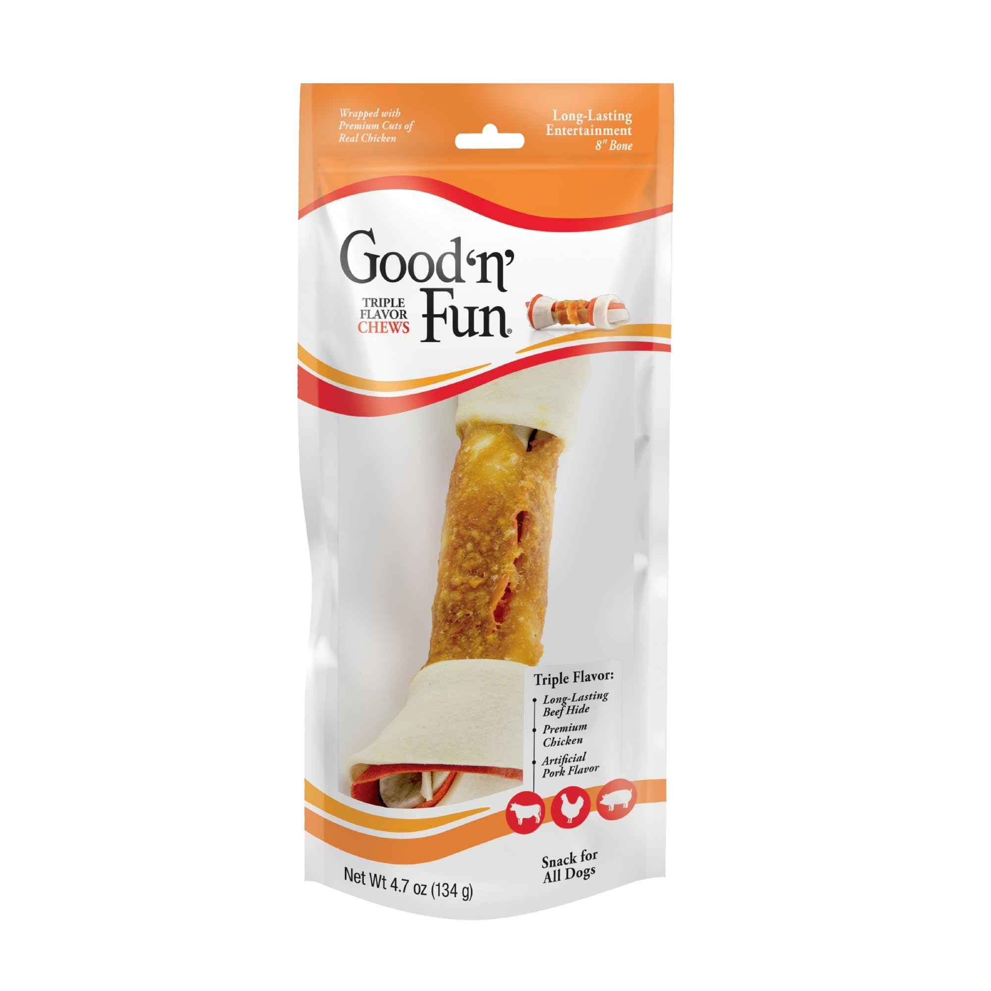 Good 'N' Fun Triple Flavor 8"" Bone