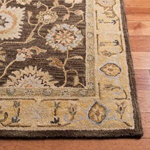 SAFAVIEH Anatolia Collection Area Rug - 6' x 9', Brown & Taupe, Handmade Traditional Oriental Wool, Ideal for High Traffic Areas in Living Room, Bedroom (AN556C)