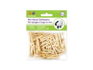 krafty kids round craftwood mini clothespins natural, 1.19in, 40-piece