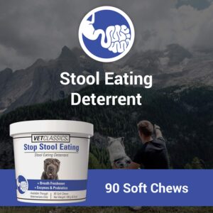 Vet Classics Stop Stool Eating Pet Health Supplement for Dogs – Dog Breath Freshener – Stops Dogs from Eating Stool – Enzymes, Probiotics – 90 Soft Chews