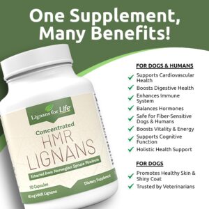 Lignans For Life HMR Lignans for Dogs, 40mg - 90 Capsules, Dog Vitamin for Healthy Pet | Natural Dog Vitamin | Dog Wellness Supplement | Pet Vitamin | Dog Nutritional Supplement - 90 Capsules