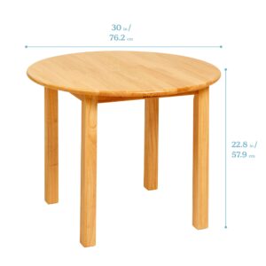 ECR4Kids 30in D Round Hardwood Table with 22in Legs, Kids Furniture, Honey