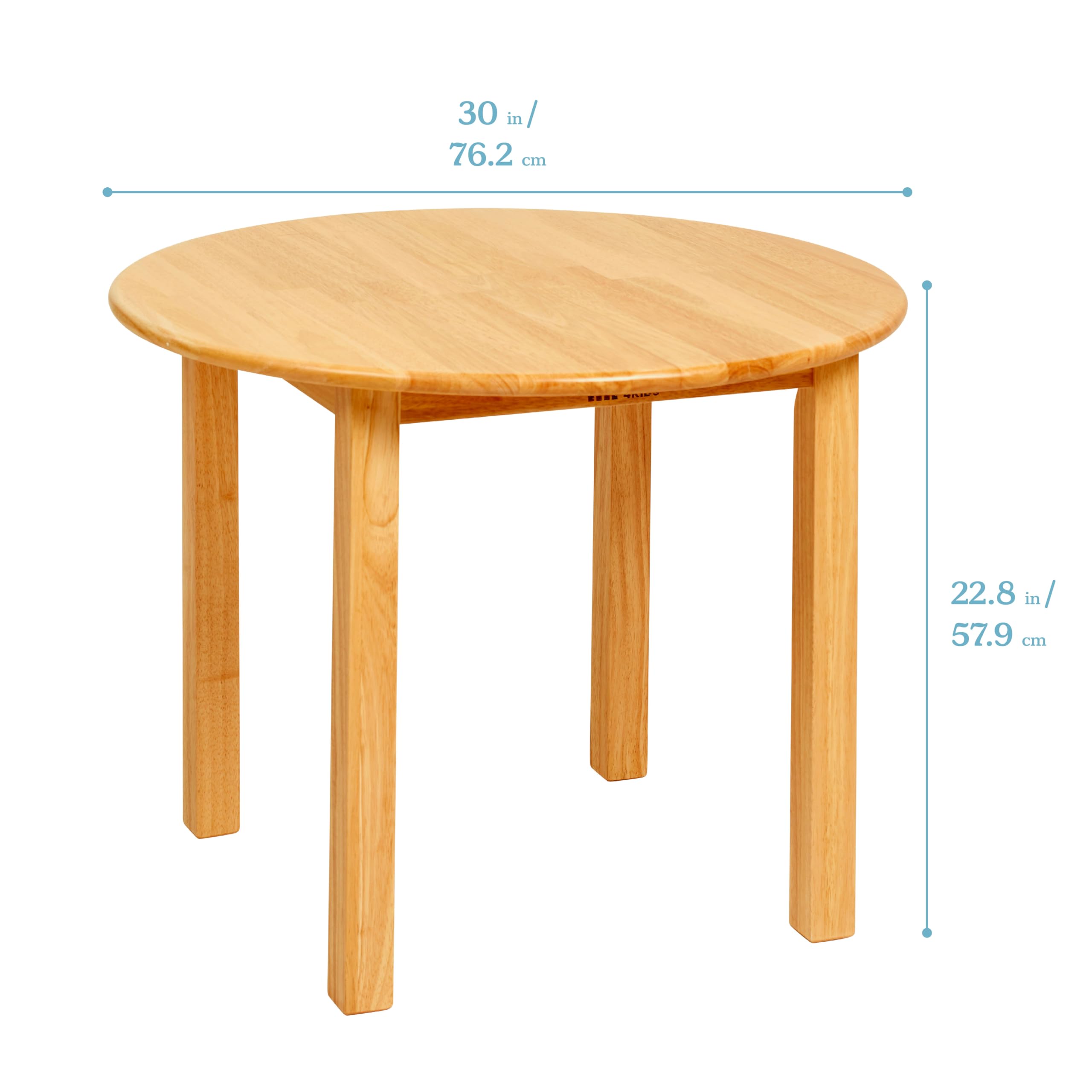 ECR4Kids 30in D Round Hardwood Table with 22in Legs, Kids Furniture, Honey