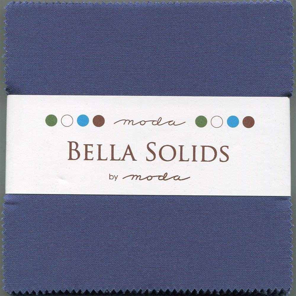 Moda Bella Solids Blue 9900-48 Charm Pack, 42 5-inch Cotton Fabric Squares