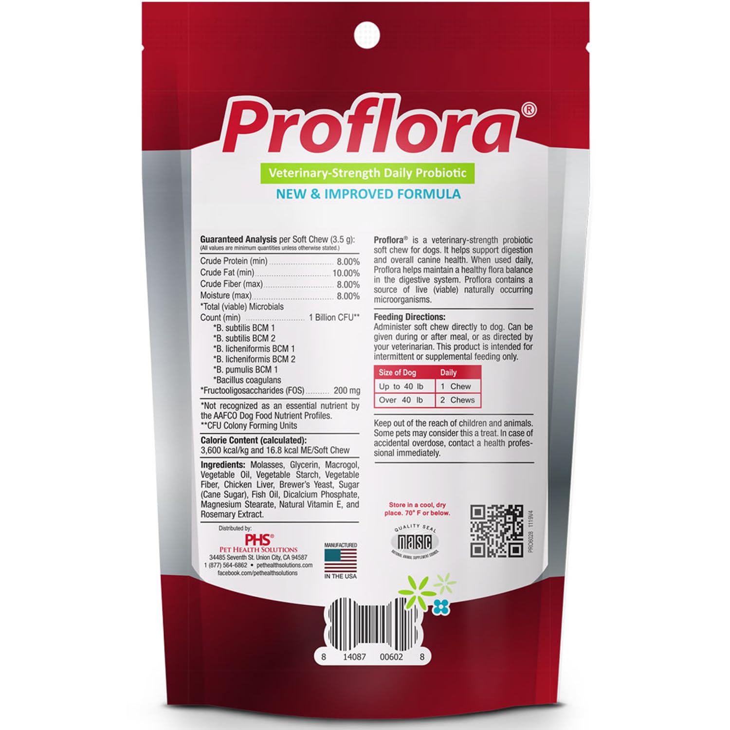 Proflora Probiotics for Dogs-Complete Gut Health & Immune Support. Easy to Use Digestive Multi-Strain Probiotics. Easier Diet Transitions, Healthier Skin & Coat & Helps Treat Diarrhea. 60 Soft Chews