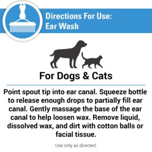 Vet Classics Ear Wash Liquid Formula for Dogs & Cats – Pet Ear Wash Formula Cleans Dog, Cat Ear Canals – Includes Aloe, Tea Tree Oil – Helps Remove Pet Ear Wax, Dirt, Debris – 4 Oz.