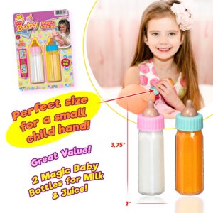 Ja-Ru Magic Baby Doll Bottles Milk Bottle and Juice Bottle, Great Baby Doll Accessories. Set with 2 Bottles. 701-1