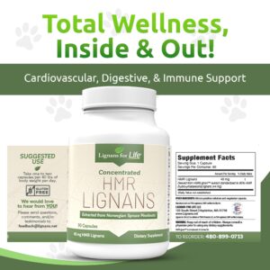 Lignans For Life HMR Lignans for Dogs, 40mg - 90 Capsules, Dog Vitamin for Healthy Pet | Natural Dog Vitamin | Dog Wellness Supplement | Pet Vitamin | Dog Nutritional Supplement - 90 Capsules