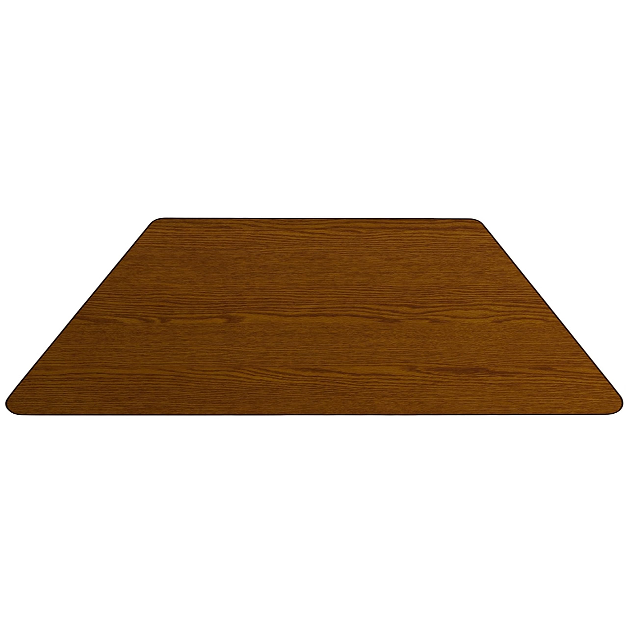 Flash Furniture Wren 22.5''W x 45''L Trapezoid Oak HP Laminate Activity Table - Height Adjustable Short Legs