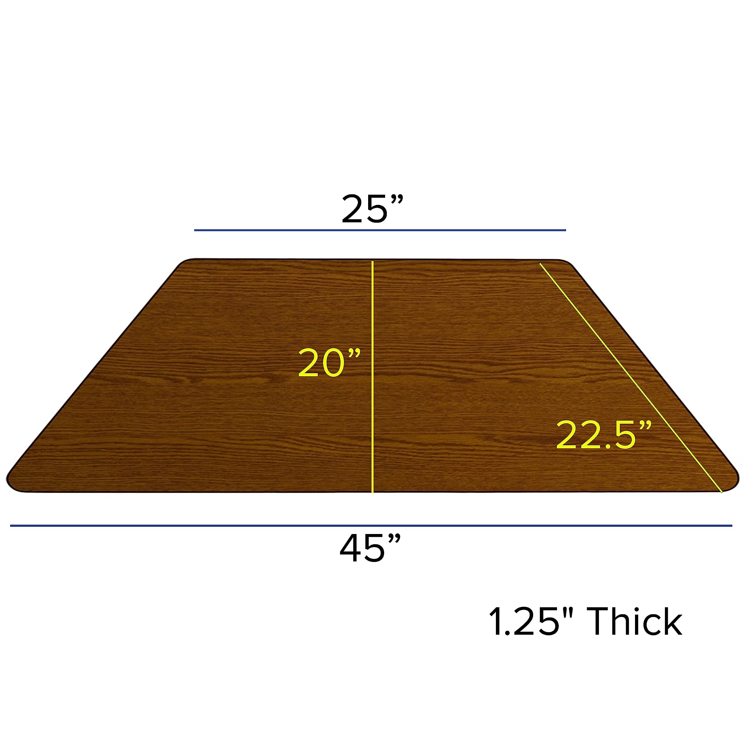 Flash Furniture Wren 22.5''W x 45''L Trapezoid Oak HP Laminate Activity Table - Height Adjustable Short Legs