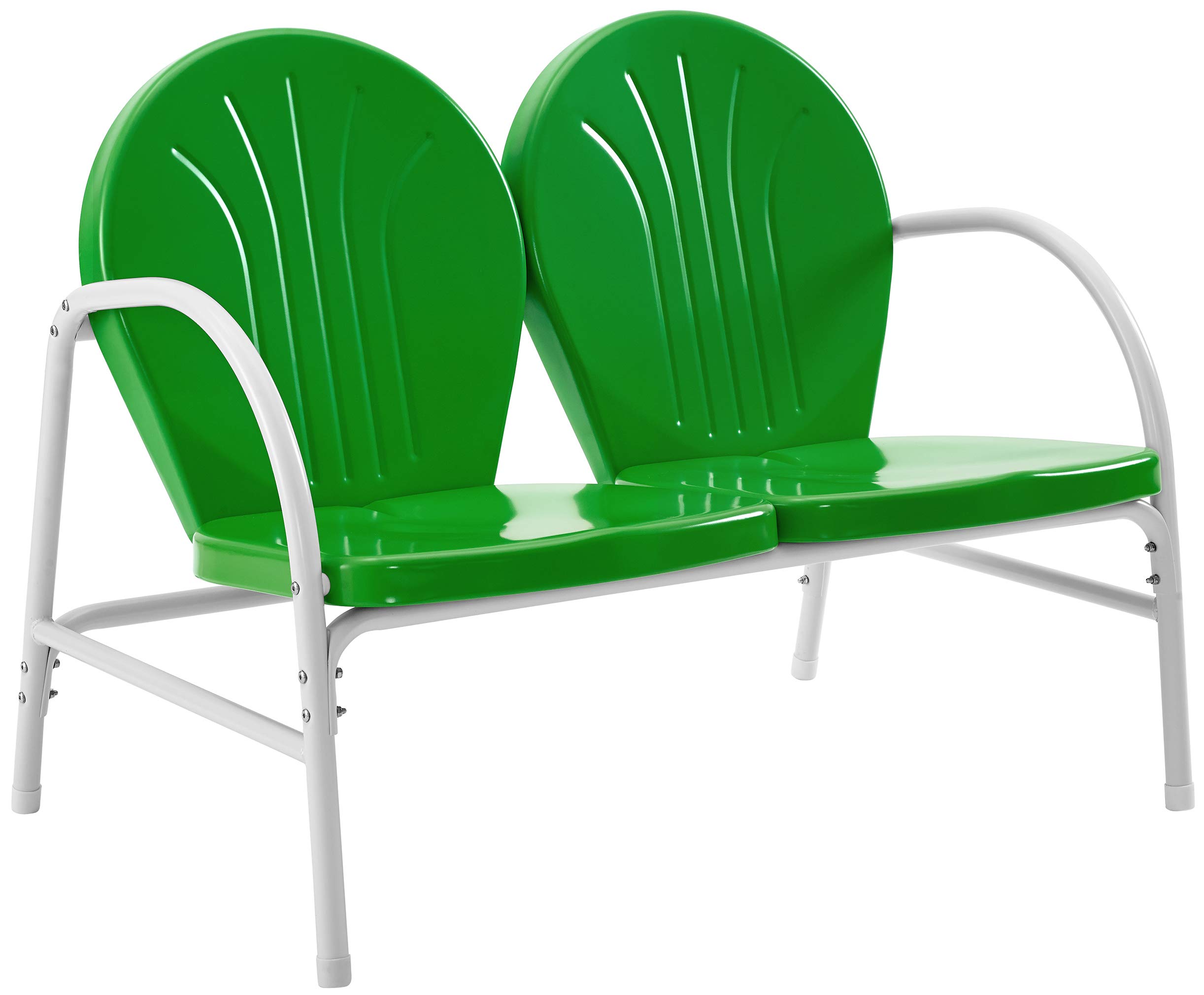 Crosley Furniture Griffith 2-Piece Retro Metal Outdoor Chair and Loveseat Patio Furniture Set for Porch, Grasshopper Green