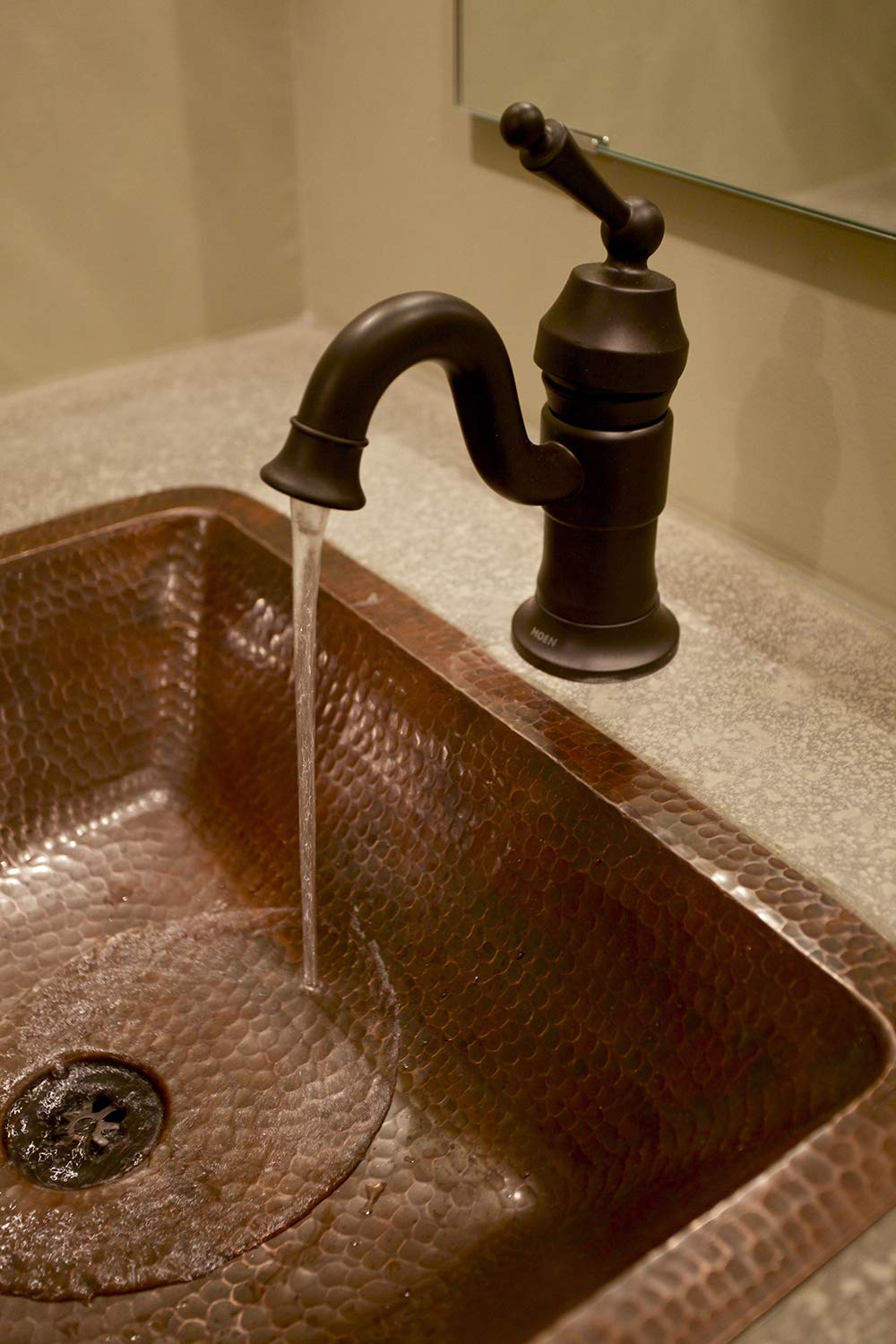 Premier Copper Products LREC19DB 19-Inch Hammered Copper Bathroom Sink, Oil Rubbed Bronze