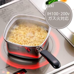 Shimomura Planning 33107 One-Handed Pot, Square Ramen Pot, 5.9 inches (15 cm), Made in Japan, Suitable for 1-2 People, Instant Noodles Fits Perfectly, Can Be Transferred Using Corners with