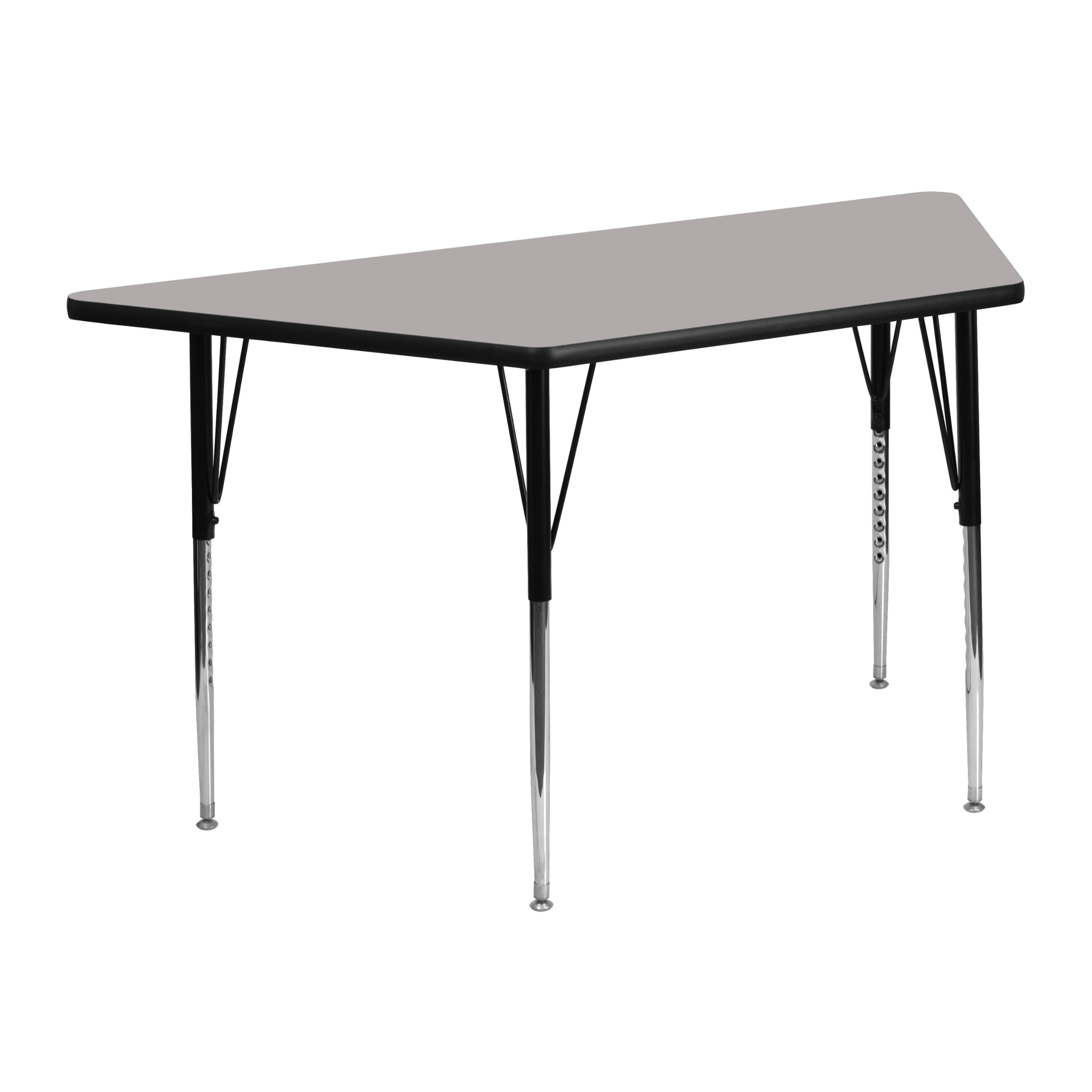 Flash Furniture Wren 22.5''W x 45''L Trapezoid Grey HP Laminate Activity Table - Standard Height Adjustable Legs