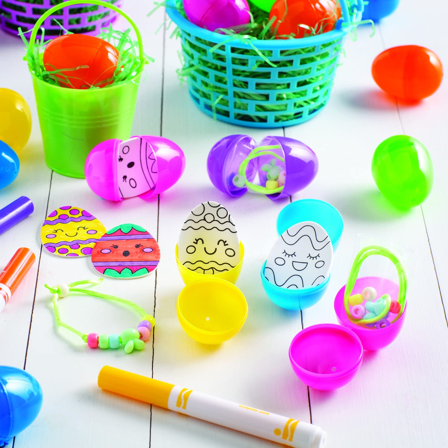 Plastic Easter Basket Buckets for Easter Party Egg Hunts Kids Easter Basket Decoration Activity - 12 Pieces