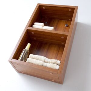 Fresca Bath Bathroom Linen Side Cabinet with 2 Open Storage Area, Teak